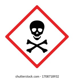 Acute toxic hazard sign or symbol.  Vector design isolated on white background.  Latest hazard signs collection. GHS hazard sign.