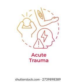 Acute trauma red gradient concept icon. Injury pain, headache. Physical wound, workplace accident. Round shape line illustration. Abstract idea. Graphic design. Easy to use in brochure, booklet