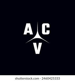 ACV letter logo. ACV logo. ACV letter. Initial ACV letter logo with trinity mark. Initials typography for business, technology, and real estate brands.