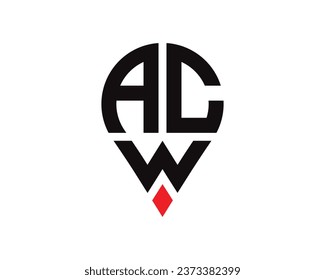 ACW letter location shape logo design. ACW letter location logo simple design.