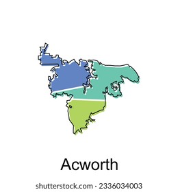 Ilustración vectorial del mapa de la ciudad de Acworth, Georgia, plantilla vectorial con el estilo de esbozo de dibujo gráfico aislado en fondo blanco