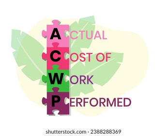 ACWP, Actual Cost of Work Performed acronym. Concept with keyword and icons. Flat vector illustration. Isolated on white.