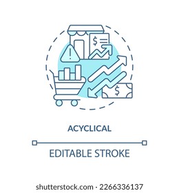 Acyclical turquoise concept icon. Attribute of economic indicators abstract idea thin line illustration. Isolated outline drawing. Editable stroke. Arial, Myriad Pro-Bold fonts used