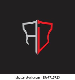 AD Abstract logo monogram with shield elements isolated on black background