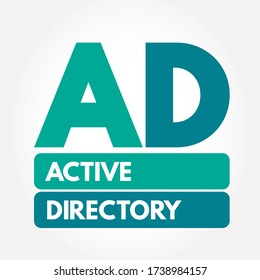 AD - Active Directory is a database and set of services that connect users with the network resources they need to get their work done, acronym concept background