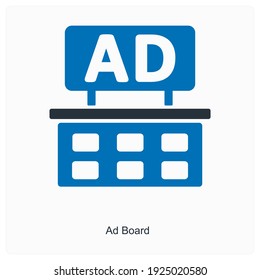 Ad or advertisement board icon concept