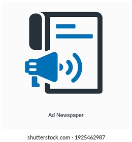 Ad or advertisement newspaper   icon concept