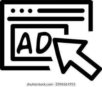 Ad advertising link website arrow cursor icon.