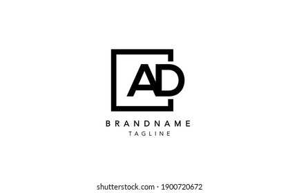 AD Alphabet Letters Initial Square Icon Logo