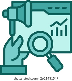 Ad Analytics Icon Solid Vector Illustration