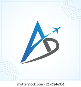 AD Aviation airplane modern creative premium logo design vector template