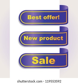 Ad banner, ribbons with offers, illusration