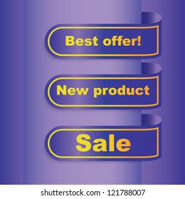 Ad banner, ribbons with offers, illusration