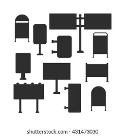 Ad banner vector illustration black silhouette ad banner set