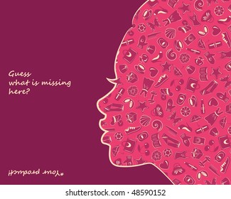 ad banner with woman sideview, vector