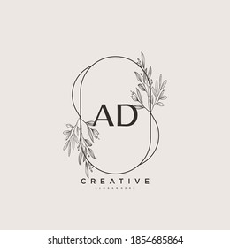 AD Beauty vector initial logo art, handwriting logo of initial signature, wedding, fashion, jewerly, boutique, floral and botanical with creative template for any company or business.