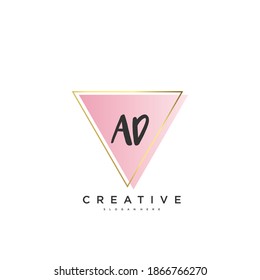 AD Beauty vector initial logo, handwriting logo art design of initial signature, wedding, fashion, jewerly, boutique, floral and botanical with creative template for any company or business.