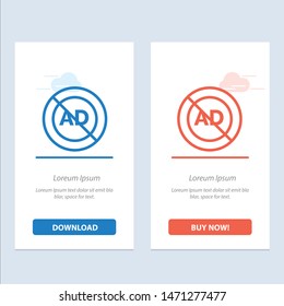 Ad, Ad block, Advertisement, Advertising, Block  Blue and Red Download and Buy Now web Widget Card Template. Vector Icon Template background