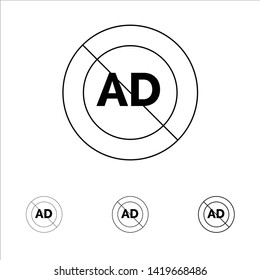 Ad, Ad block, Advertisement, Advertising, Block Bold and thin black line icon set