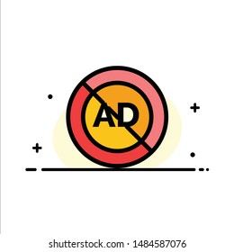 Ad, Ad block, Advertisement, Advertising, Block  Business Flat Line Filled Icon Vector Banner Template. Vector Icon Template background