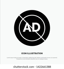 Ad, Ad block, Advertisement, Advertising, Block solid Glyph Icon vector