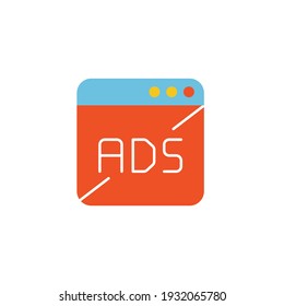 Icono de bloque de anuncios en icono de color, aislado en fondo blanco 