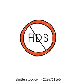 Ad block icon in color icon, isolated on white background 
