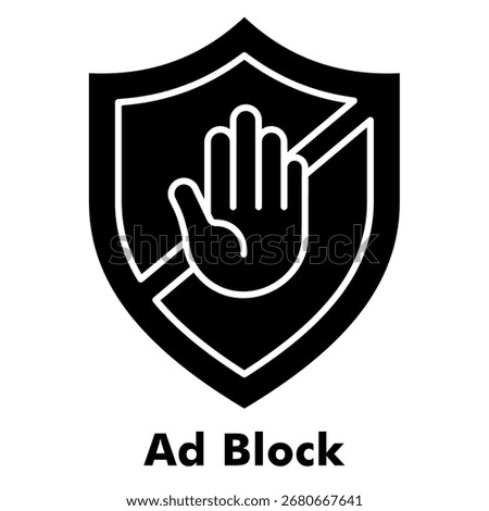 Ad Block Icon Glyph Style. Vector Illustration For Graphic Design