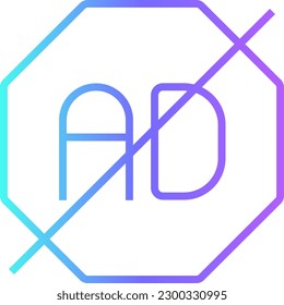 Ad Block Marketing icon with blue duotone style. ad digital security blocker internet no protection. Vector illustration