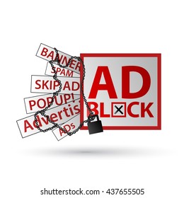 Ad Block Popup Banner Lock Concept Vector 