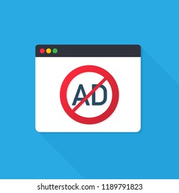 Ad block popup website sign symbol. Vector stock illustration.