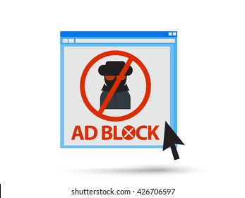 Ad Block Popup Website Sign Symbol. Isolated Vector