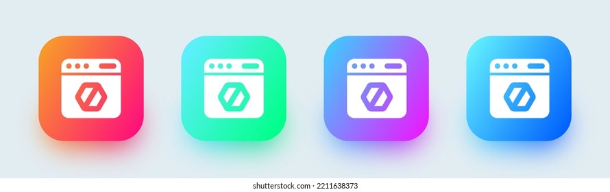 Ad block solid icon in square gradient colors. Advertisement blocked signs vector illustration.