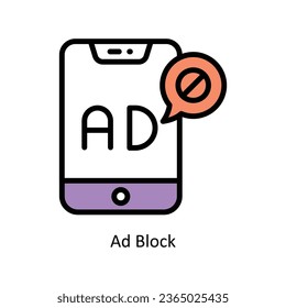 Ad Block vector Fill outline icon illustration. EPS 10 File.