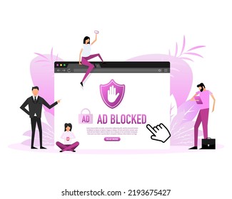 Y bloquearon a la gente de forma plana. Juego de iconos de teléfono. Medios sociales.