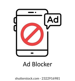 Ad Blocker Filled Outline Icon Design illustration. Online Steaming Symbol on White background EPS 10 File