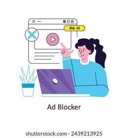 Ad Blocker flat style design vector stock illustrations.