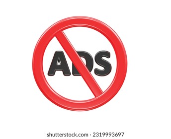 Ad blocker icon 3d render