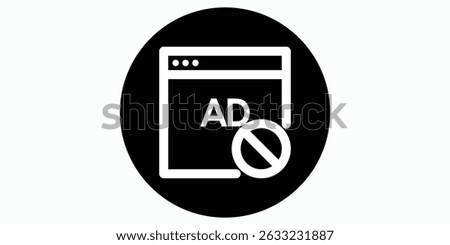 Ad blocker icon in black round style. Vector icon pixel perfect