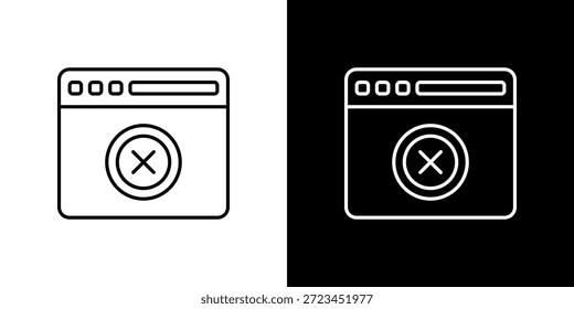 Icono de Bloqueador de anuncios contorno en blanco y negro.