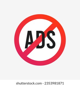 AD Blocker icon. No ads or advertising free concept. Vector isolated illustration on white background with icons