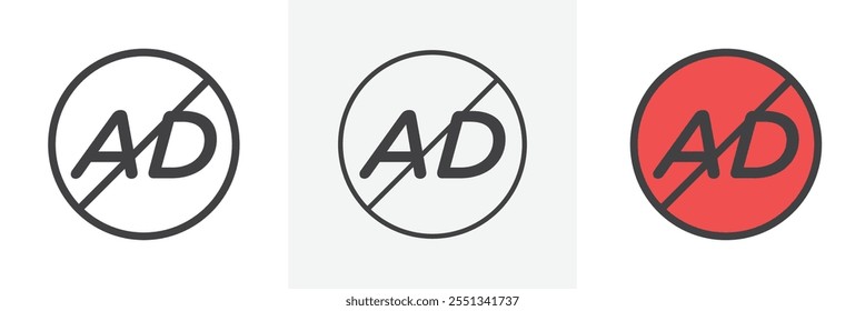 Ad blocker icon pack. Vector illustration. EPS10