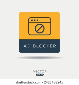 Ad blocker Icon, Vector sign.