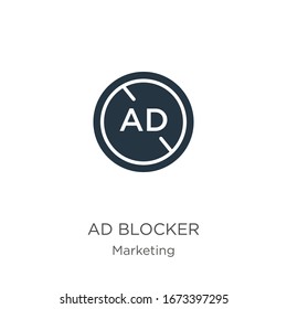 Ad blocker icon vector. Trendy flat ad blocker icon from marketing collection isolated on white background. Vector illustration can be used for web and mobile graphic design, logo, eps10