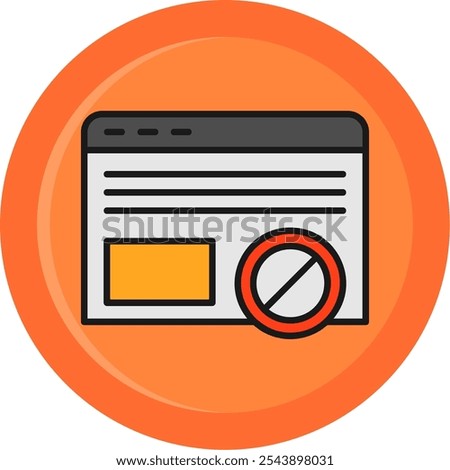 Ad Blocker Line Filled Circle Vector Icon Design