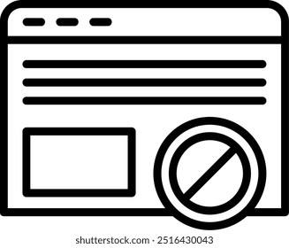 Ad Blocker Line Vector Icon Design