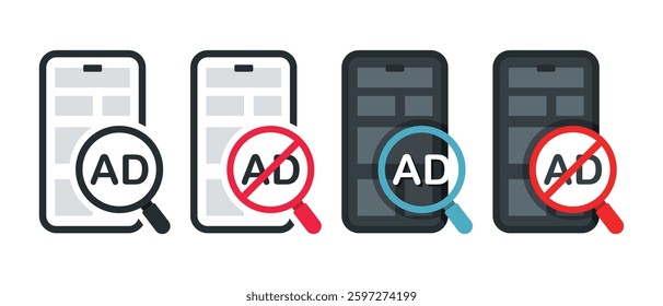 Ad blocker on smartphone icon. illustration vector