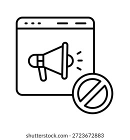 Ad Blocker Outline Icon Vector Illustration