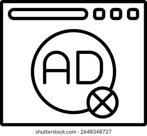 Icono de Vector del bloqueador de anuncios. Se puede utilizar para aplicaciones de impresión, móviles y de Web.