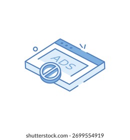 Bloqueador de anuncios icono de Vector Ilustración de stock